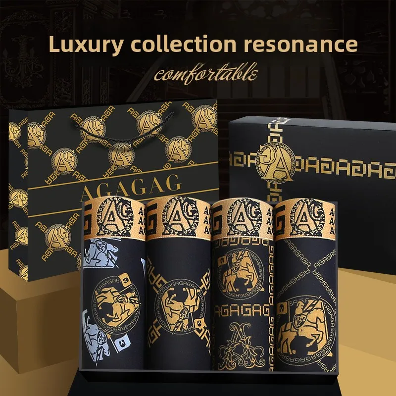 

Men's Luxury Cotton Boxer Briefs 4 Pack Breathable Comfortable