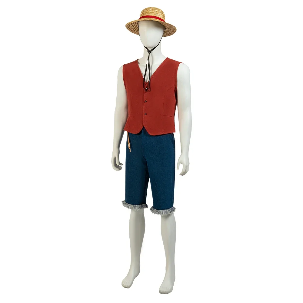 Costume de Cosplay Anime Luffy pour Homme Adulte, Tenue Complète, Uniforme de Carnaval d'Halloween, Déguisement de ix