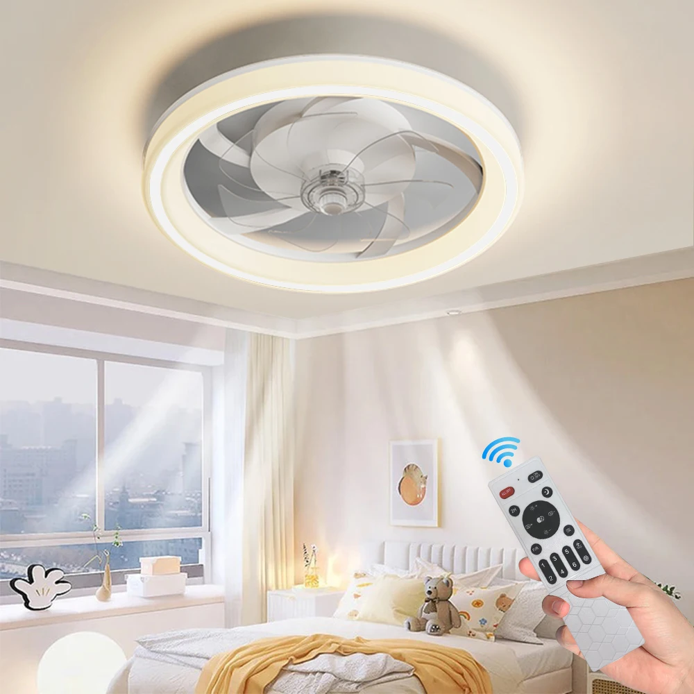 LED Modern Ceiling Fans with Lights and Remote 6 Speeds Low Profile Ceiling Fan with Light for Bedroom  Kids Room Living Room