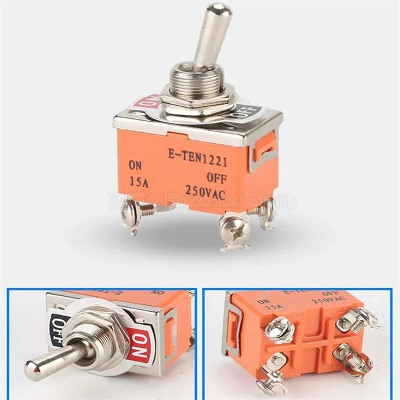 Interruptor Micro Orange Power Rocker, terminal 4Pin SPST desligado, 15A 250V, 1221 E-TEN, 2pcs