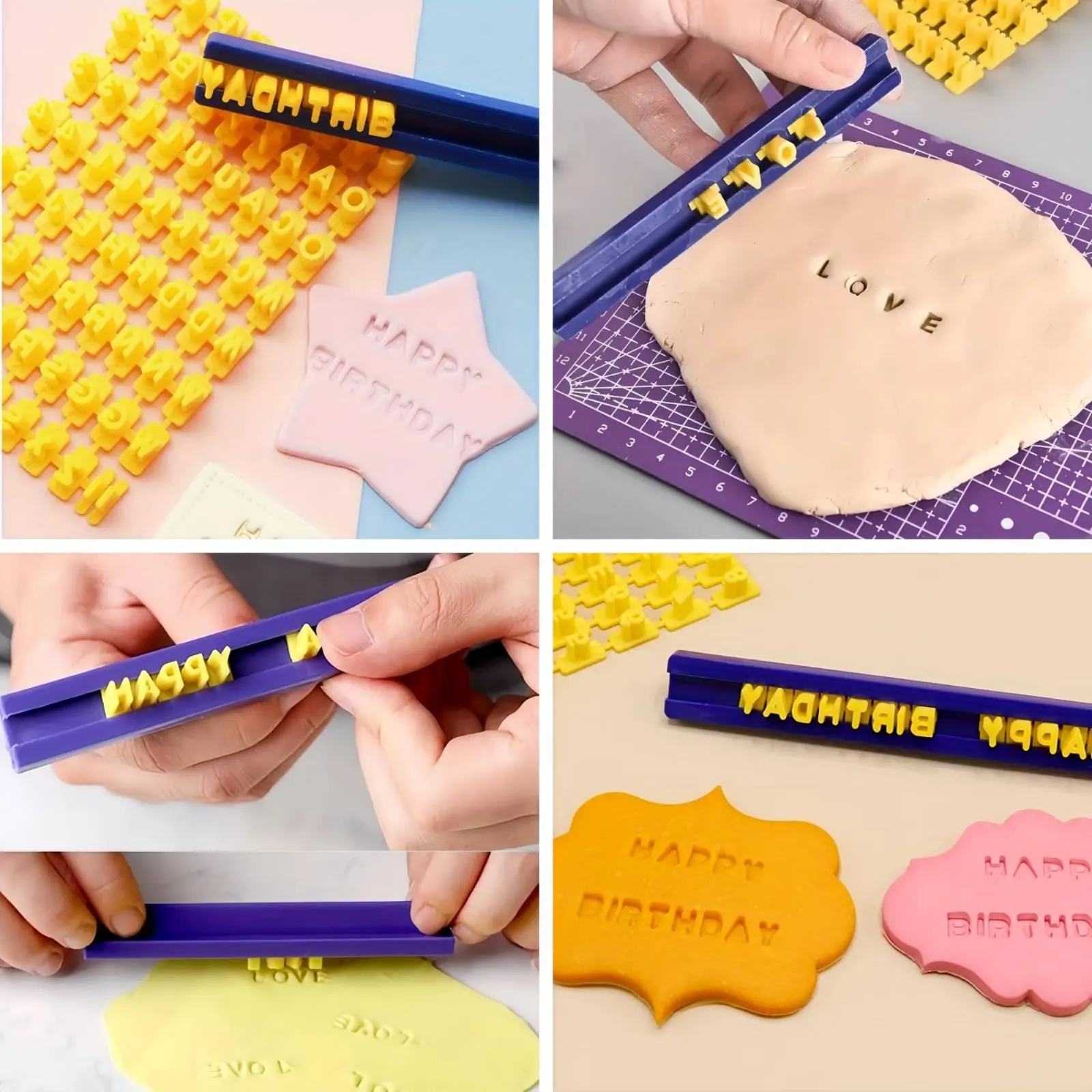 Alphabet Cookie Stamp Set Reusable Number and Symbol Stamp Symbol Embosser Easy to Clean Baking Supply Clear Print