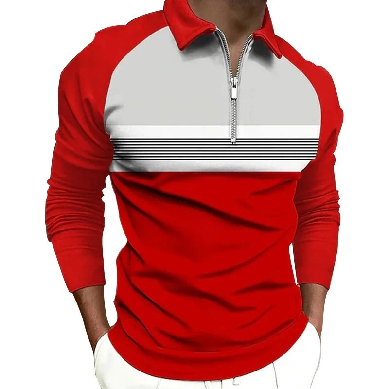 100% Polyester Summer Men Casual Long Sleeve Polo Shirt Men Sport Lapel Business Golf Polos Shirt Tops