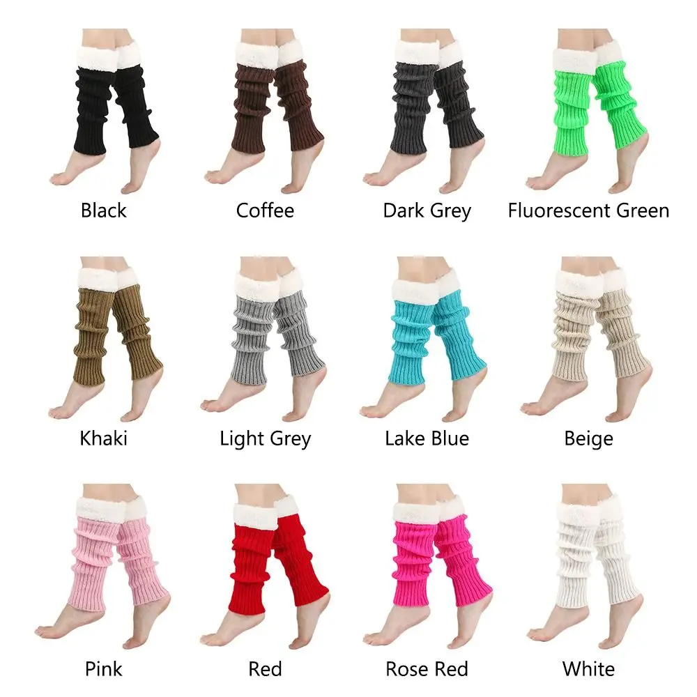 Party Sports Yoga 80s 90s Leg Warmers Y2K Halloween Costume Neon Ribbed Leg Covers Harajuku Warm Plush Collar Knit Long Socks