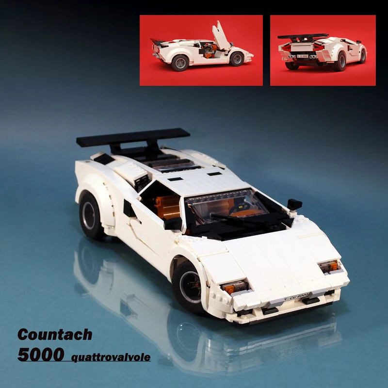 1251Pcs Parts Creative Expert MOC LC5000 Countach Quattrovalvole Building Blocks Vehicle Model Collection Bricks Cars Toys