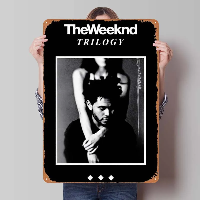 The Weeknd Trilogy Album Cover Rapper Tinplate Sign Music Poster Vintage Room Decor Men Metal Signs for Wall Art Decoration Home