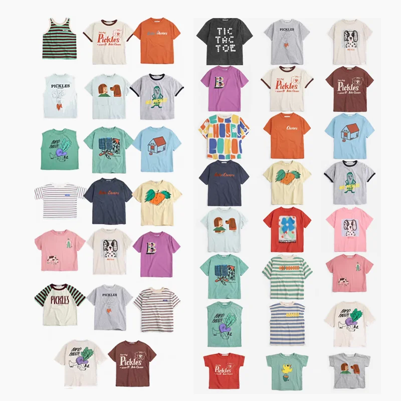 

Новинка 2026 BC: Детские комплекты с мультяшным принтом для девочек (весна-лето), футболки для мальчиков, детские полосатые майки