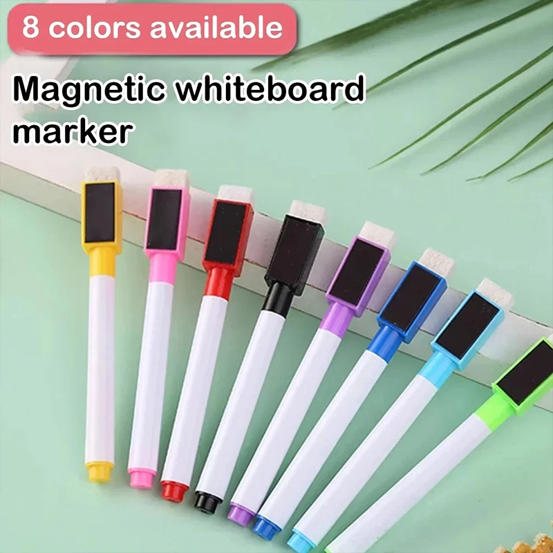 8pc Professional Magnetic Erasable Whiteboard Pens with Multiple Color Options Non-toxic for Classroom Teaching School Supplies