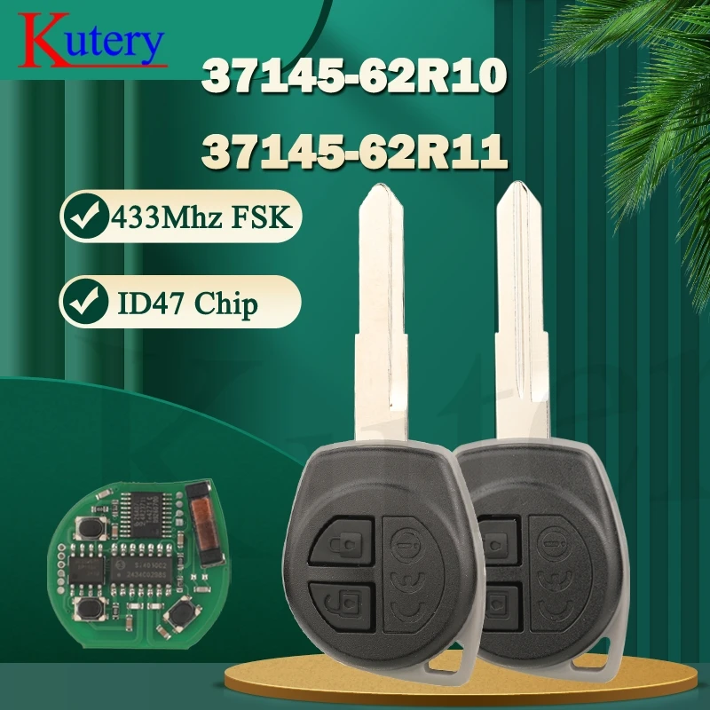 

Автомобильный ключ-брелок jingyuqin 433 МГц FSK с чипом ID47 для Suzuki Swift Ignis 37145-62R10/37145-62R11, полный комплект управления