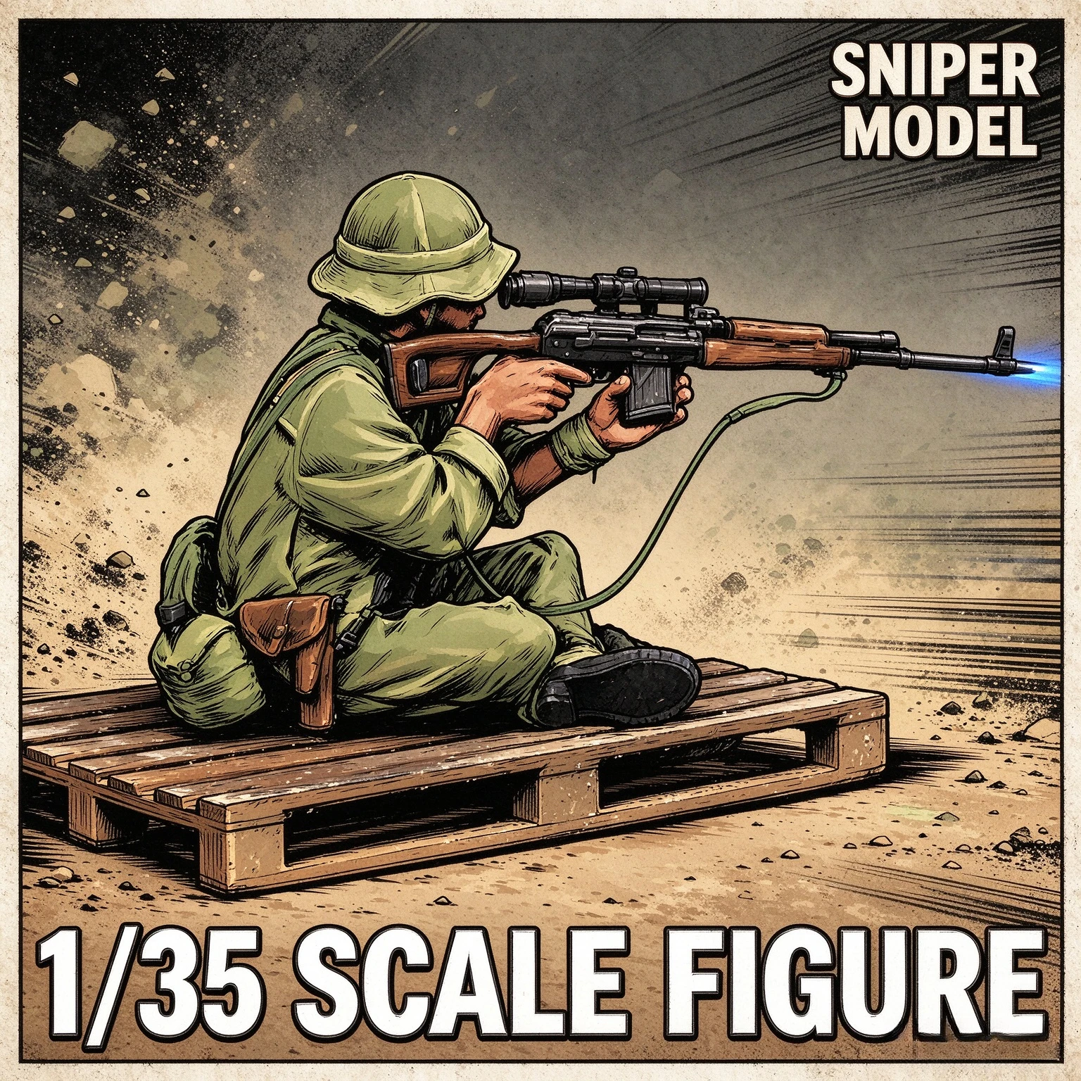 1/35 Scale Sniper Soldier Figure, Unpainted Resin Model Kit