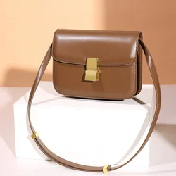 Bolso de hombro de cuero genuino para mujer, bolsos cuadrados pequeños de marca de tendencia 2022, bolso de diseñador de lujo, bolsos de mensajero de moda, bolsos Tofu