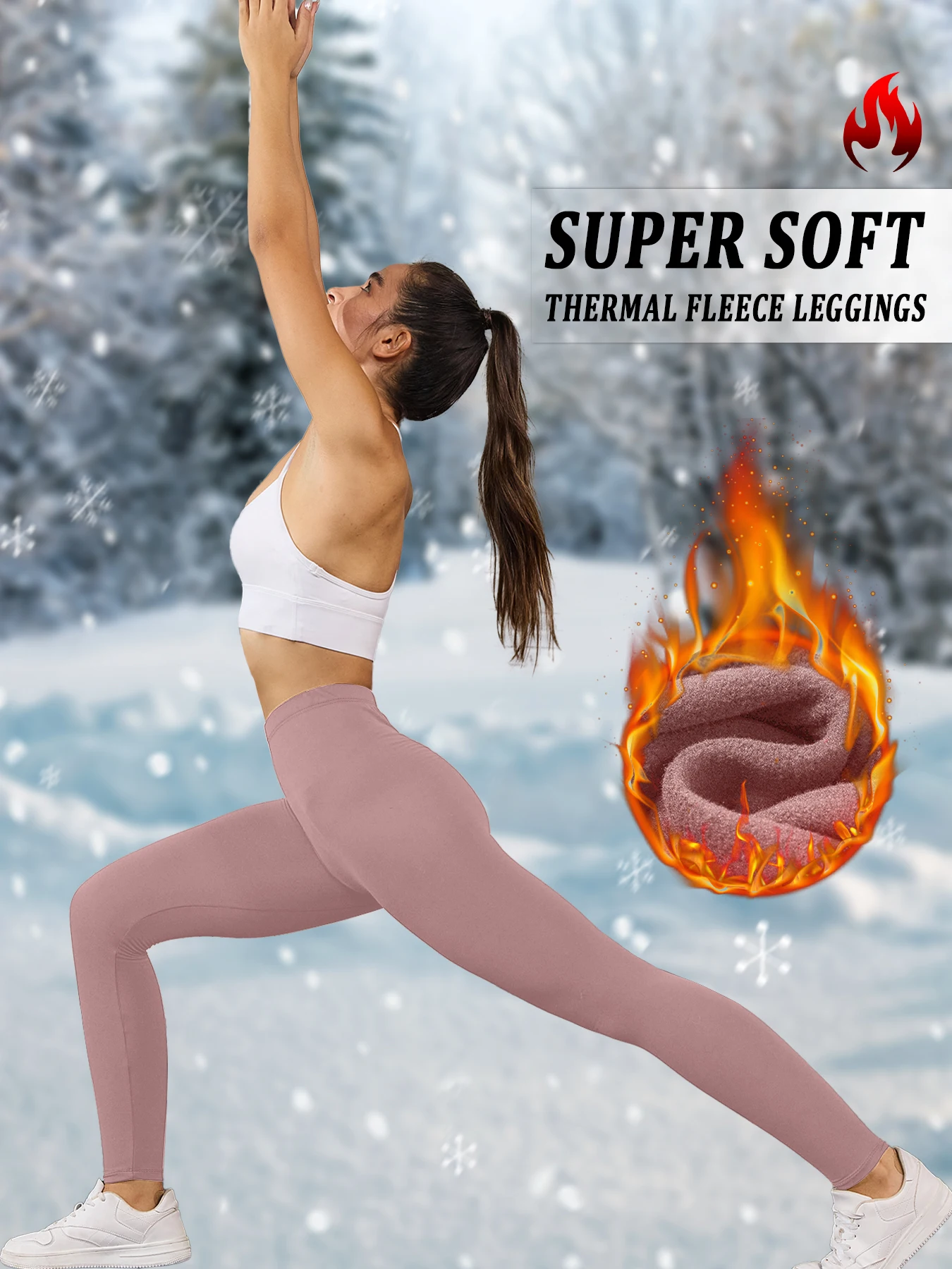 

Super Soft Fleece Lined Leggings Women, Workout Yoga Running Thermal Warm Pants For cold winter