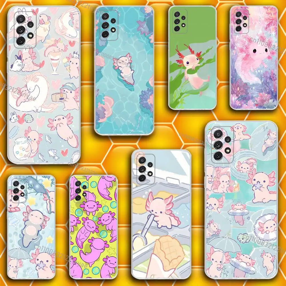 

Cartoon axolotl cute Phone Case Silicone For Samsung S30,23,21,22,20 FE lite,S10,9,PIus Note20ultra Soft Transparent