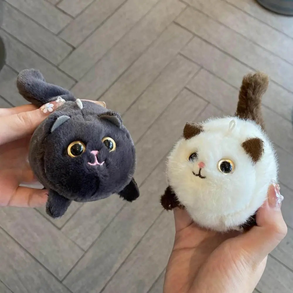 3D Augen Katze Schwanz Wagging Schlüsselbund Spinning Schwanz Quetschen Plüsch Schwarze Katze Anhänger Kawaii Nette Katze Plüsch Schlüsselbund Tasche Ornament