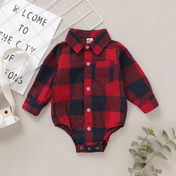 Winter Infant  Baby Boys Formal  Dress Long  Sleeve  Lattice  Shirt  Button  Up One-Piece Romper   Jumpsuit  Wedding Party 0-24M