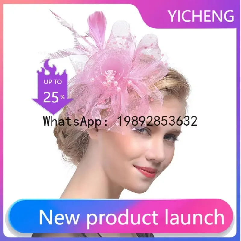 PYJ feather headgear European and American bridal hair accessories head flower horse racing festival headgear