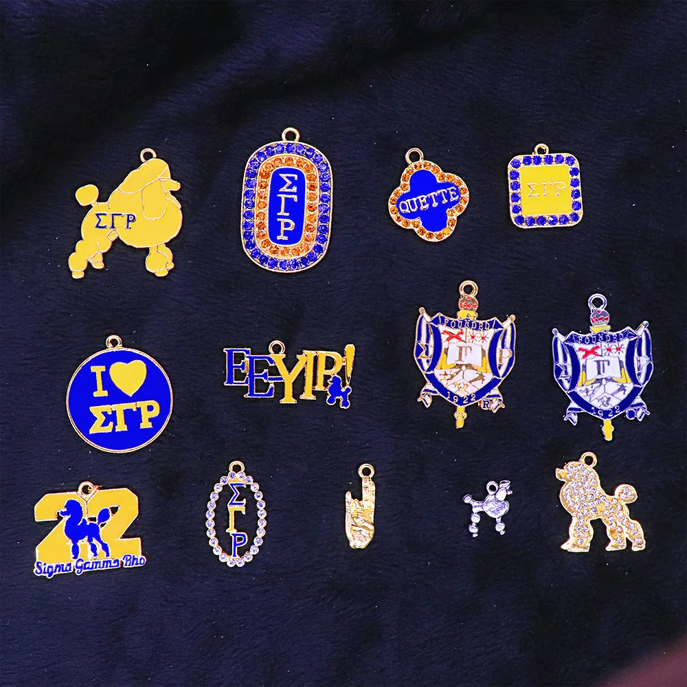 Jewelry Making DIY Sorority Greek Letters EE-YIP Divine Nine Est 1922 Pretty Poodle Quette Sigma Gamma Rho Charm Pendants