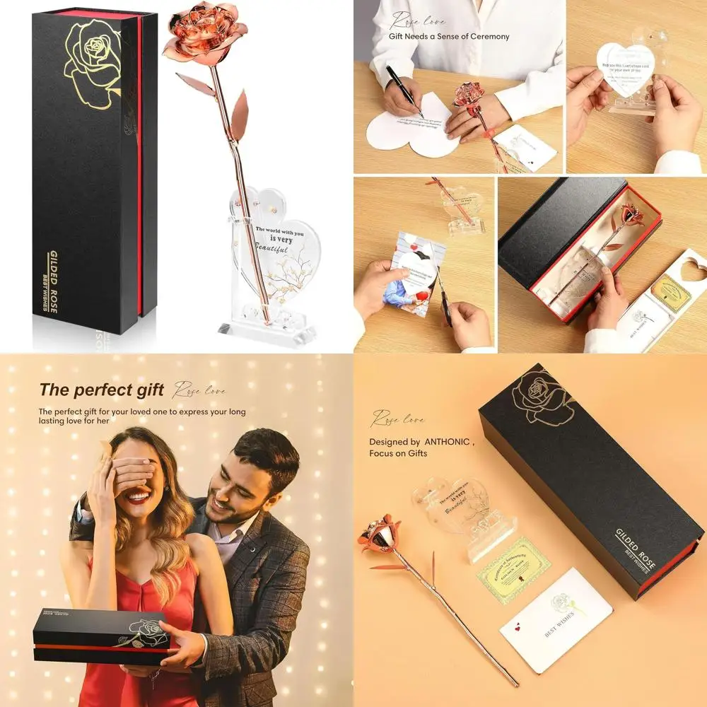 

Вечная роза, сохраненная в смоле - идеальный подарок на день рождения или День святого Валентина для женщин и мам (розовое золото)