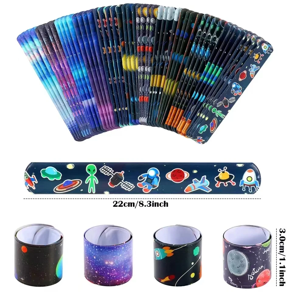 Space Astronaut Snap Bracelets - Pinata Toy Loot/Party Bag Filler Kids Pocket Slap Band Gift For Boy Girls Birthday Party Favors
