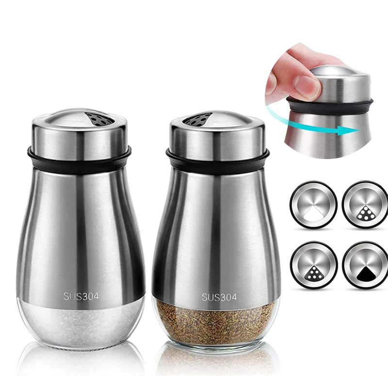 Glass Bottom Salt and Pepper Seasoning Shaker Spice Dispenser Pepper Shaker Seasoning Shaker Salt Shaker BBQ Organizer Set