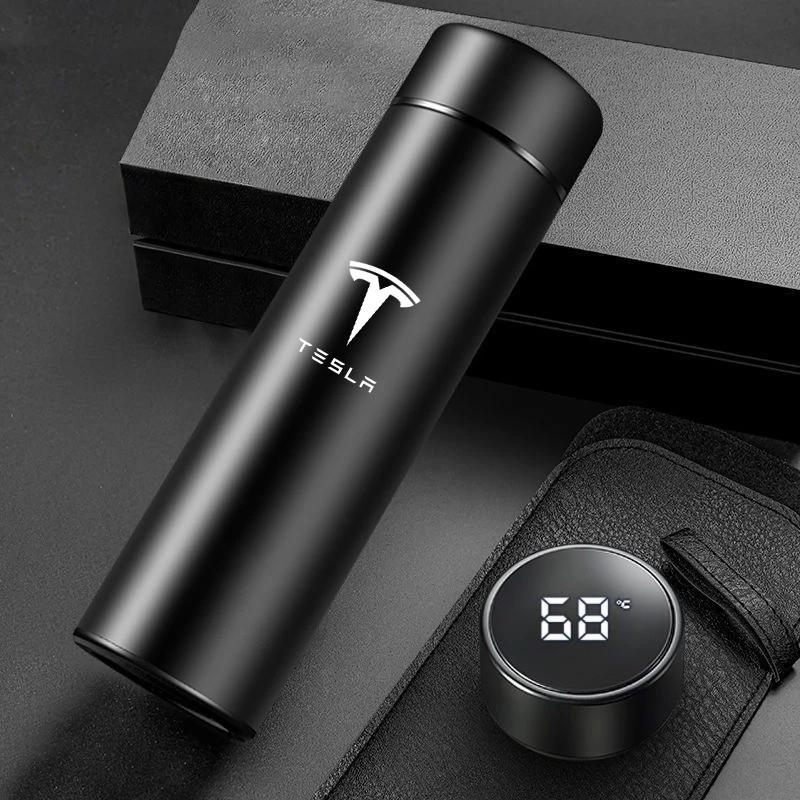 

Car 500ml Portable Coffee Thermos Car Smart Stainless Steel Insulation Cup For Tesla Model Y 3 S X Three Model3 Auto Accessories