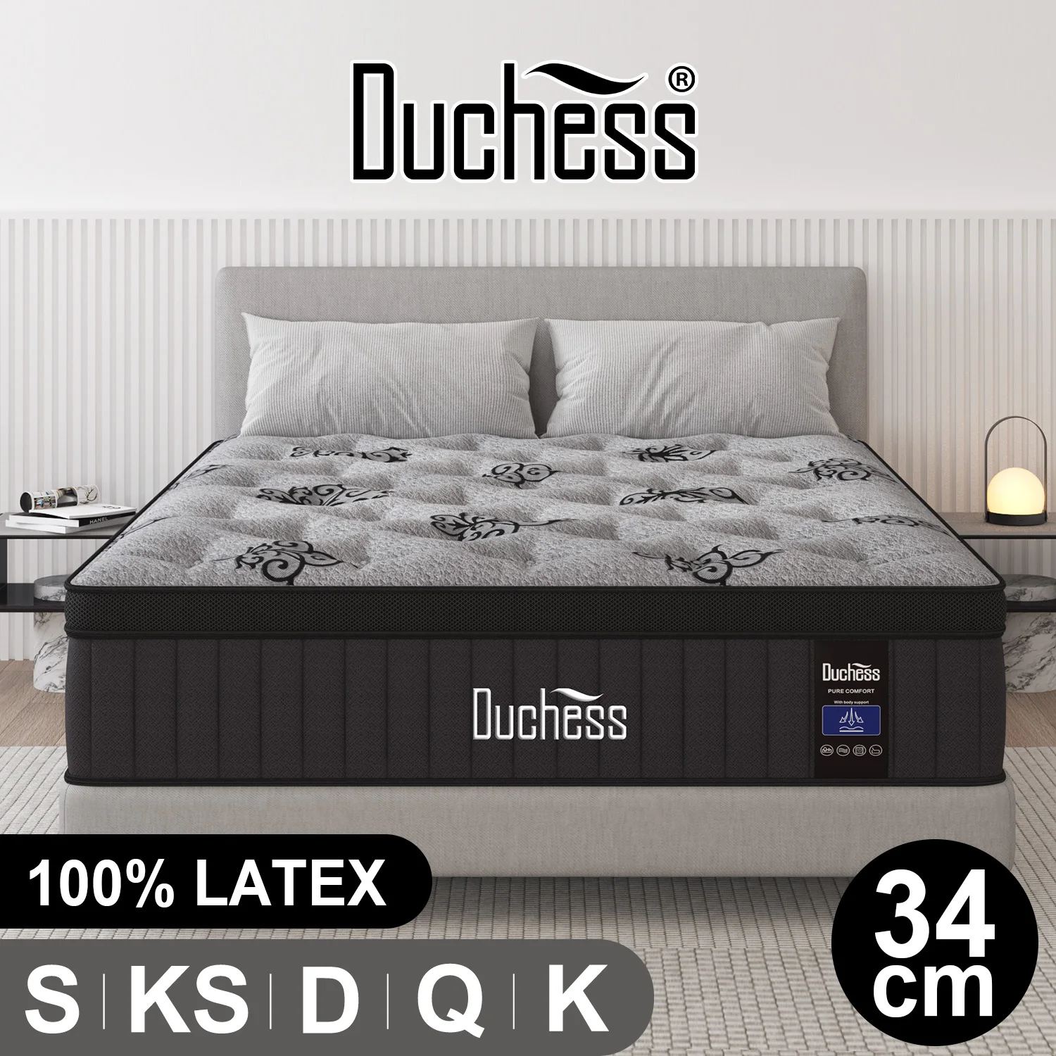 Duchess QUEEN DOUBLE KING SINGLE Mattress Bed Euro Top Pocket Spring Medium Firm 34cm