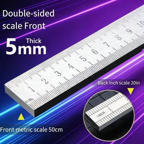 Imagen 1 del producto Regla de Acero Inoxidable de 5 mm de Grosor | Herramienta de Medición y Seguridad para Automóviles con Cristal Templado | Báscula Multiusos de Alta Resistencia