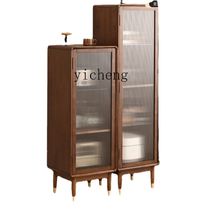 Zk Solid Wood Sideboard Simple Modern Glass Door Wine Cabinet Living Room Wall Display Cabinet