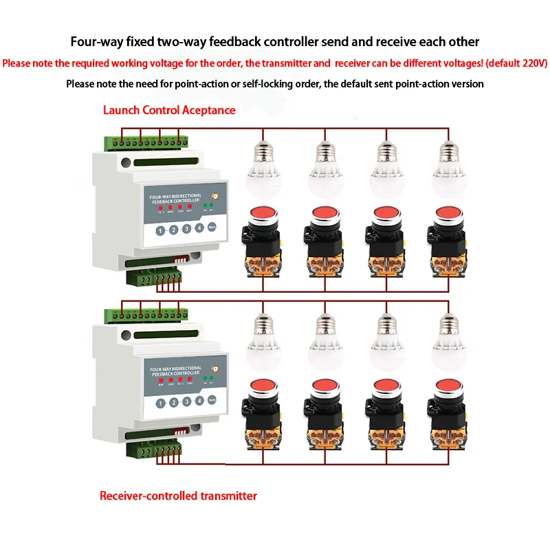 Wireless Remote Control IO Module PLC Remote Control Switch Bidirectional Feedback DC12V 24V AC220V 380V