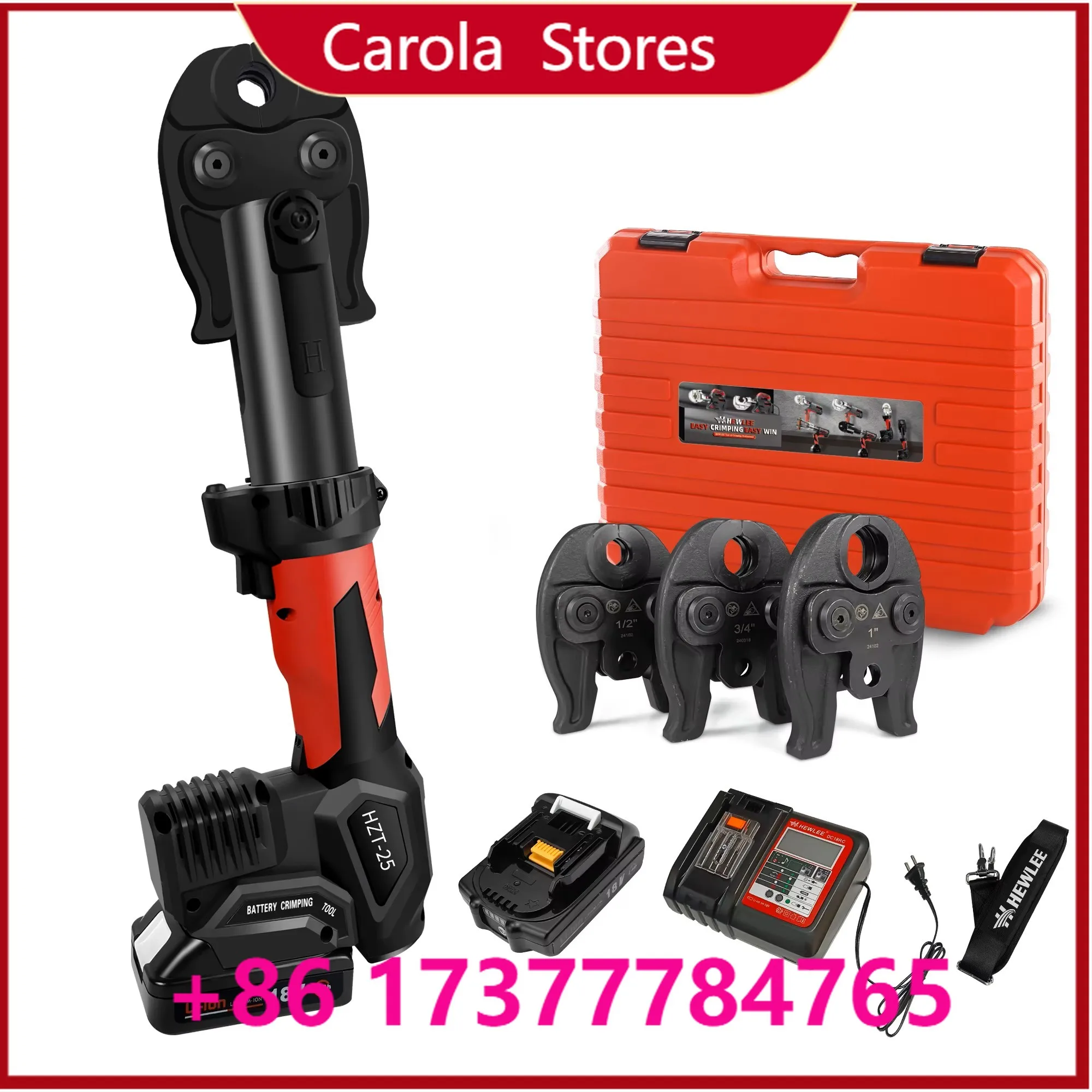 

HZT-25 Cordless Hydraulic Pipe Crimping Tool,42KN 18V Press Plier with TH15/18/22/28 & U16/20/25/32 Dies for