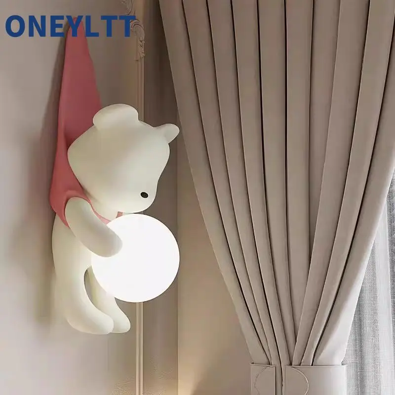 

2025 New Children's Room Wall Light for Girls Cream Style Bedroom Wall Light Creative Cartoon Bear Decorative Bedlight