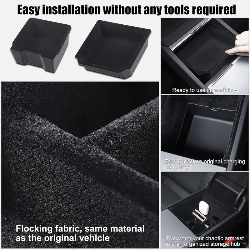 

Center Console Storage Organizer Box Tray For Tesla Model Y Juniper 2025 Model 3 Highland 2024 Armrest Box Hidden Accessories