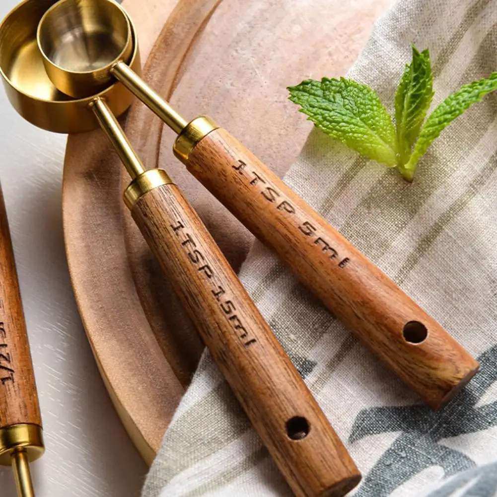 Baking Measuring Spoons Decorative Baking Tools Gold-plated Stainless Steel Measuring Spoons Cups Set Precision Baking Tools