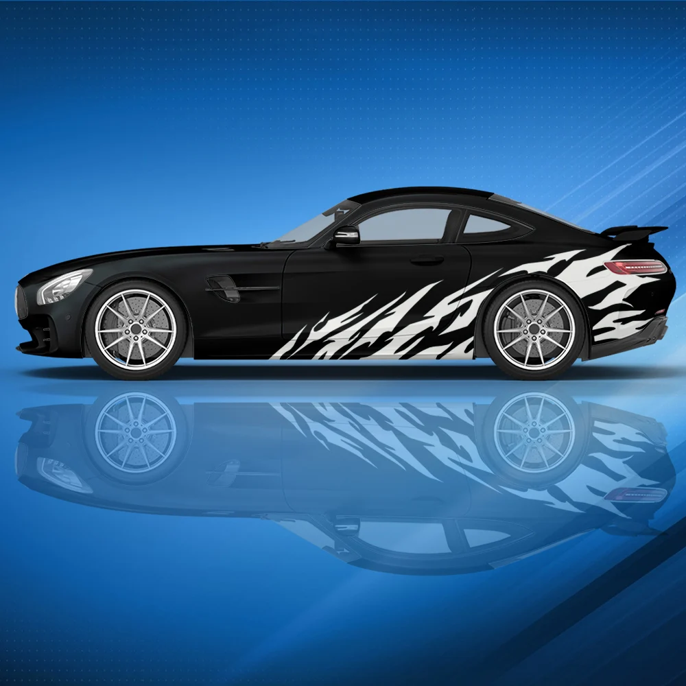 Flame Universal Custom Paint Car decal side graphic vinyl modified racing car print decoration ita irregular stripes car sticker