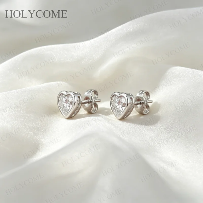 1/2/4 Karat Herzförmige Labor-Moissanit-Diamant-Ohrstecker 100% Echtes 925 Sterling Silber Hochzeits-Ohrringe für Damen Party-Schmuck – Detail 6