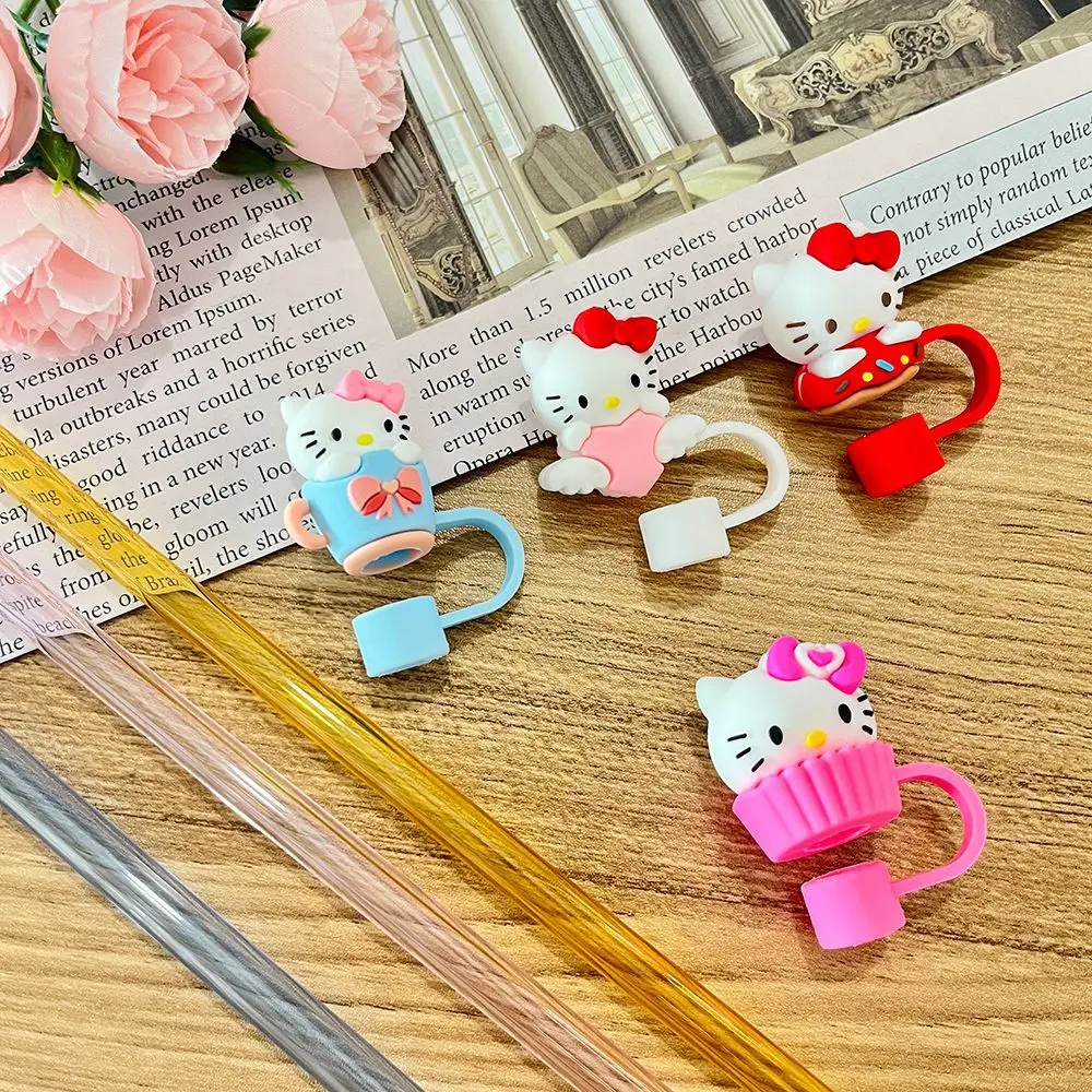*New Sanrio HelloKitty Straw Cover Cap 10mm Dust-Proof Reusable Straw Tips Lids Stanley Cup Leak-proof Dust Proof Straws Cover