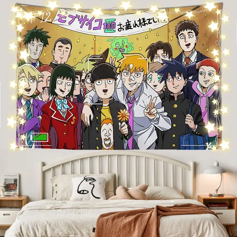 Mobu Saiko Hyaku Mob Psycho 100 Reigen Arataka Dimple Kageyama Shigeo Cosplay Room Decoration Background Cloth Posters Xmas Gift