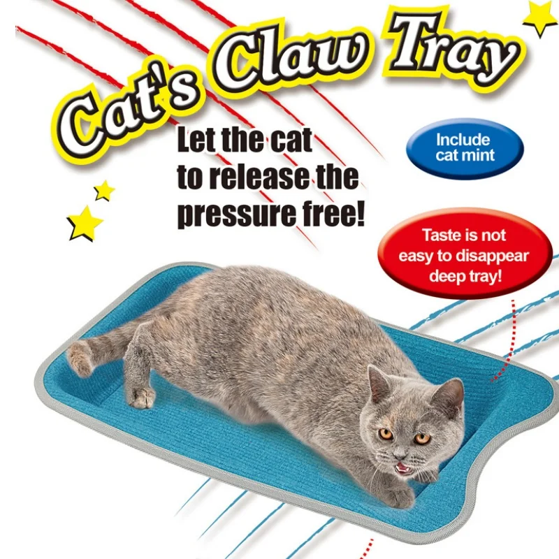 OUWO Cartoon Square Cat Claw Tray Cat Scratch Board Nest Cat Nest Mat Cat Paw Board Rubbing Cat Toys Cat Supplies