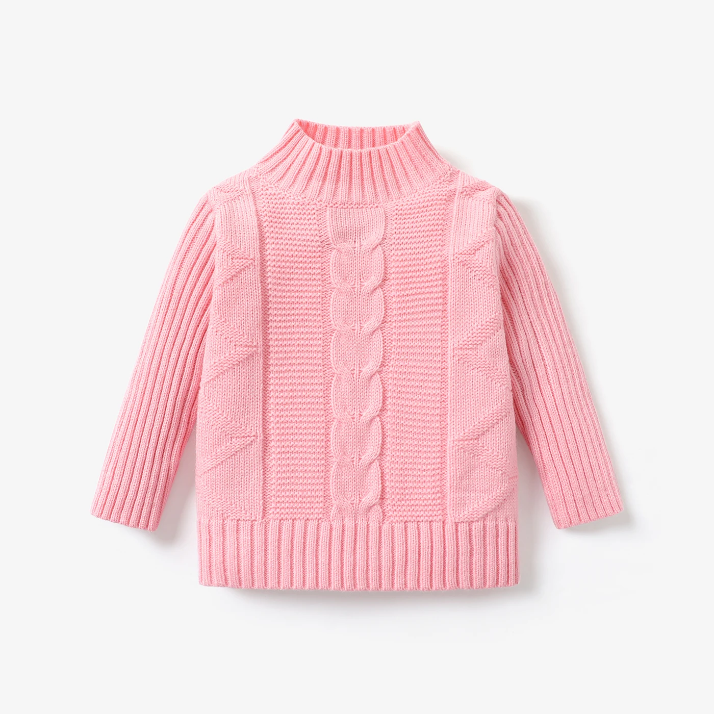 

PatPat Baby Boy/Girl Basic Solid Color Textured Design Turtleneck Sweater