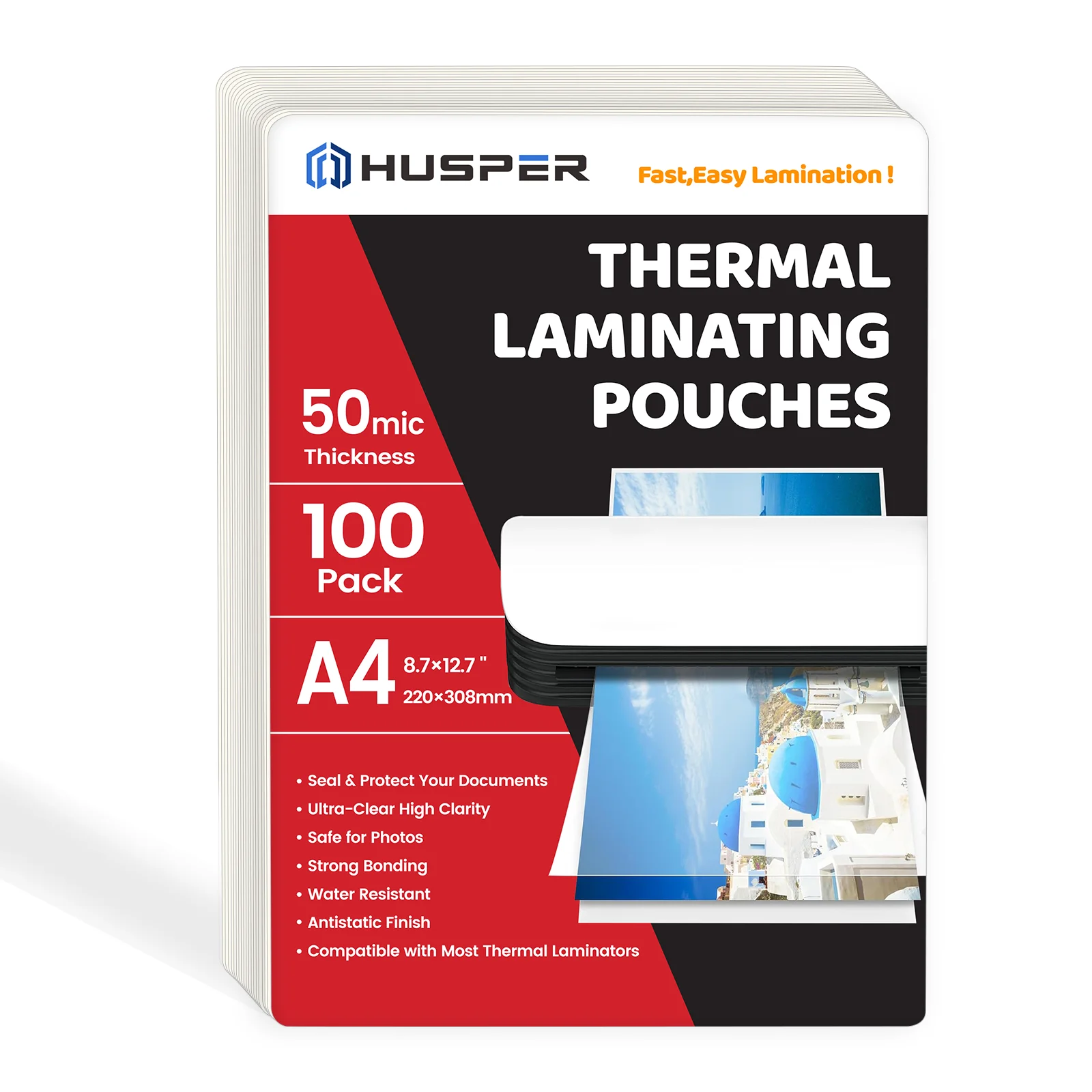 100 Pack A4 Thermal Laminating Pouches 50 Mic Round Corner Clear Laminators Compatible with All Thermal Laminators 8.7x12.7 Inch