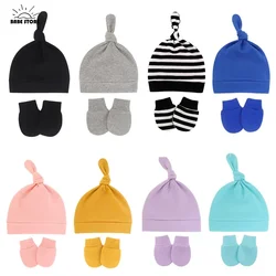 Newborn Baby Hat with Gloves Autumn Winter Warm Cotton Kids Beanies Stuff Children Accessories Infant Nightcap 0-6 Months Babies