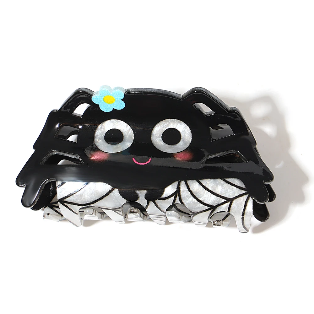 Pinza de pelo acrílica con forma de araña negra para mujer, accesorios para el cabello, horquilla para fiesta, regalos para festivales de Halloween, bonitos