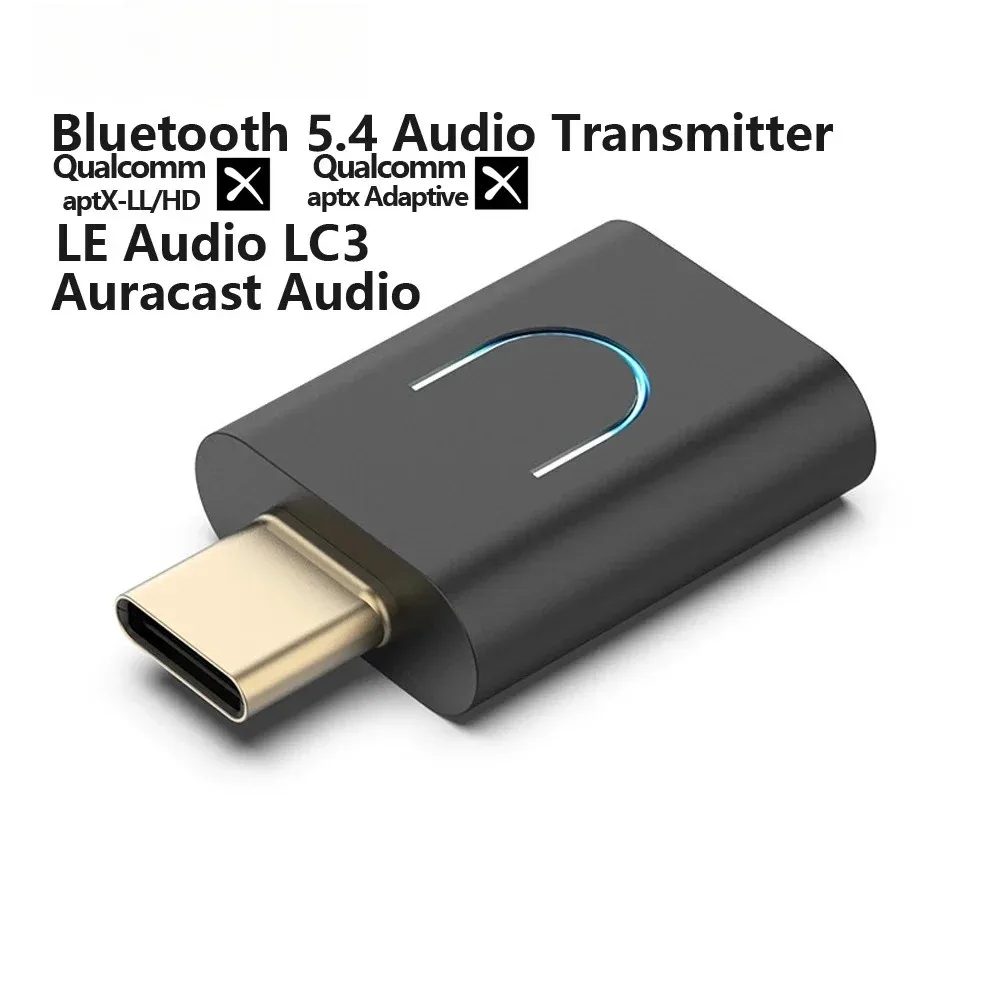 LE Audio Bluetooth 5.4 Audio Transmitter, aptX-Adaptive Type-C Wireless Stereo Music Adapter with Auracast for PC, Mac, PS4, PS5