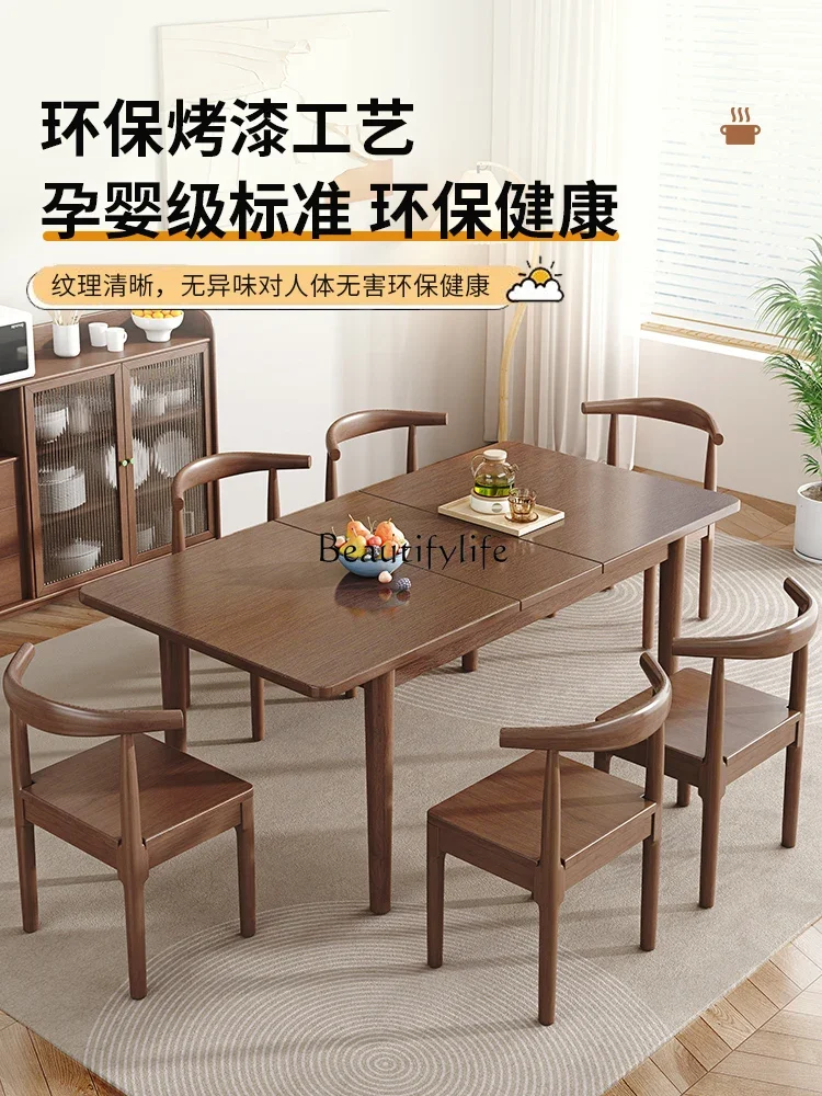LXSolid table à manger rétractable nouveau chinois moderne simple chêne rectangle