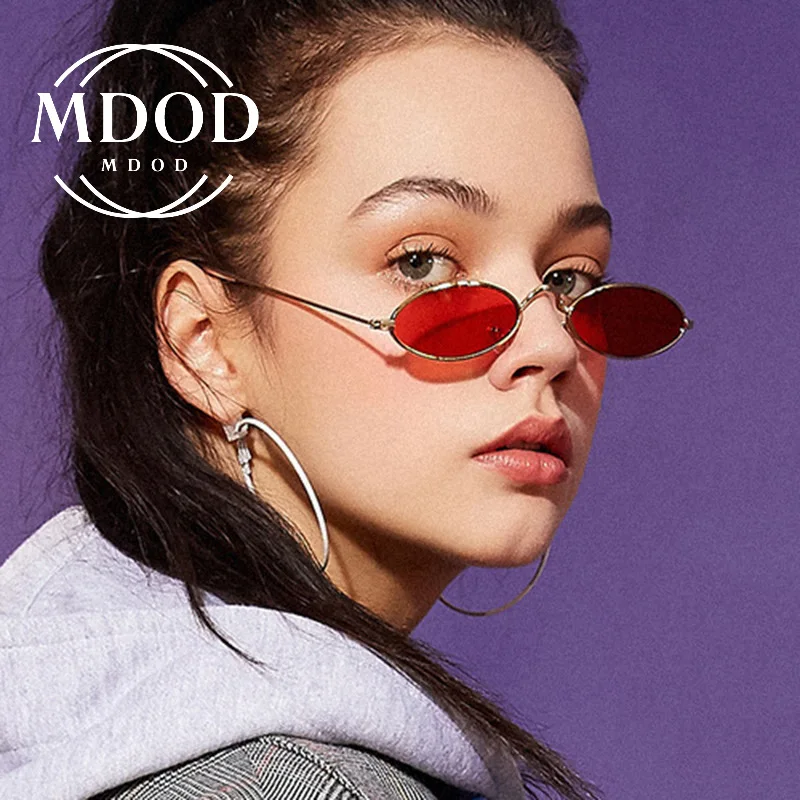 Candy Blue Red Small Oval Sunglasses Women Vintage 2020  Brand Shades Metal Sun Glasses For Female Fashion Designer Streetwear