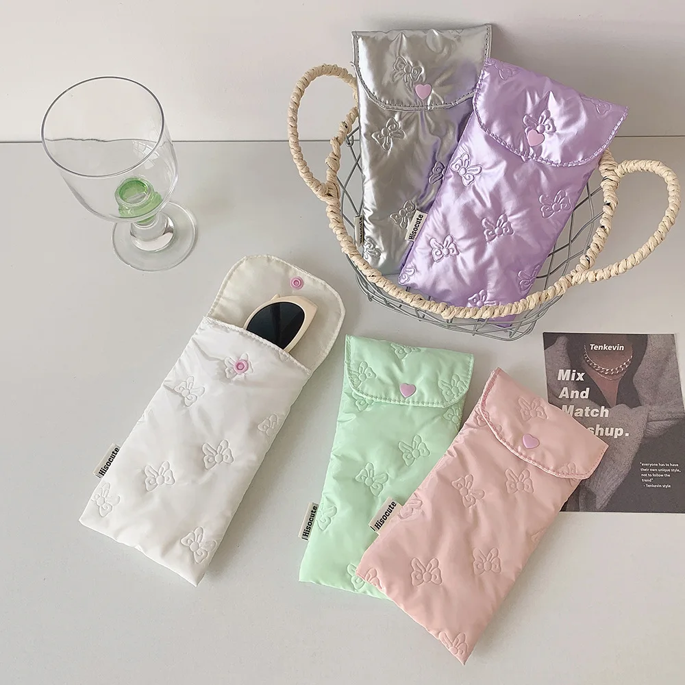 Sunglasses Pouch Soft Bow Pencil Case Portable Eyeglasses Bag Cute Makeup Brush Storage Bag For Girls Gift Office School