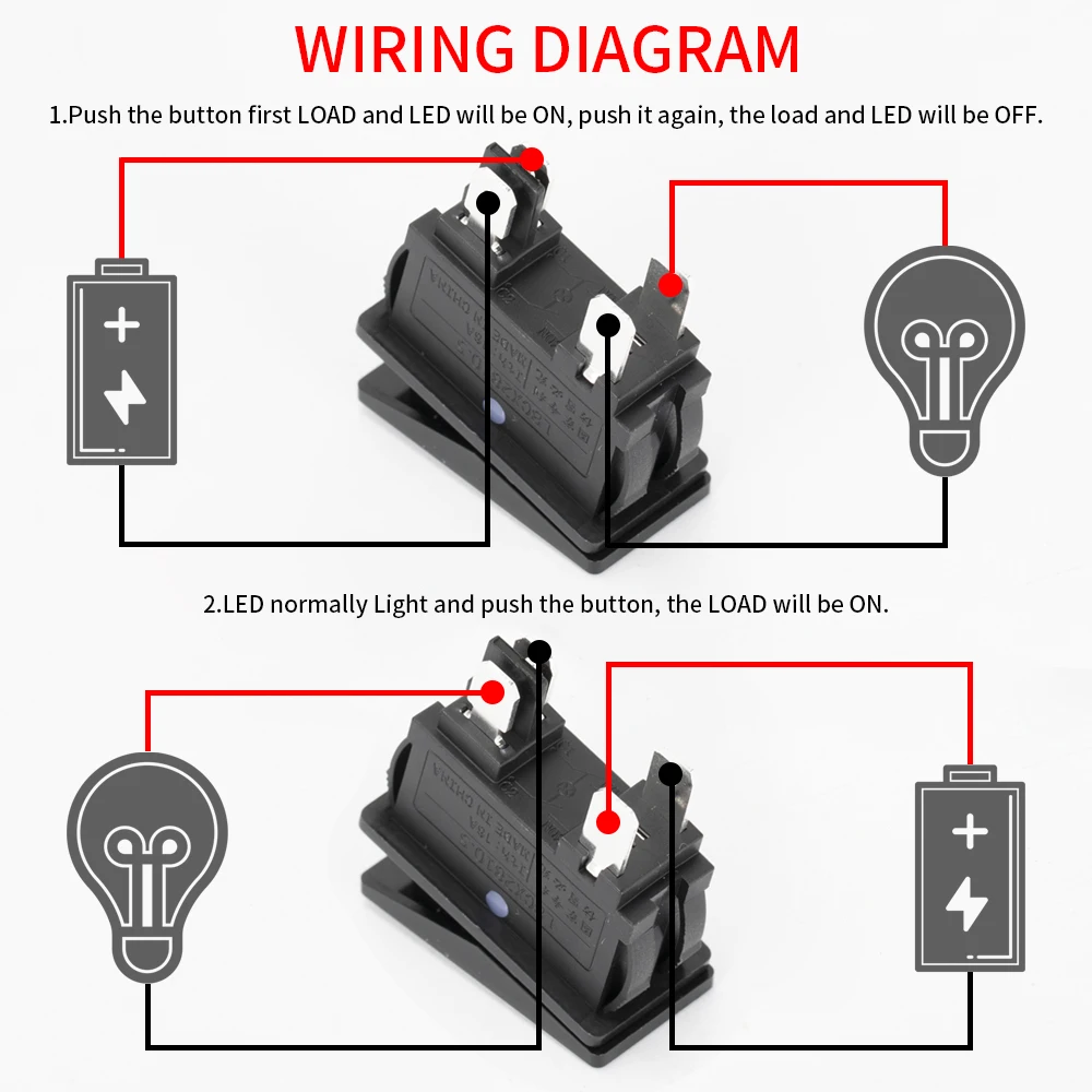 DaierTek 4PCS 20A KCD3 interruttore a bilanciere 12V 24V 220V Latching ON-OFF 2 posizioni 4 Pin 2NO per apparecchiature elettriche