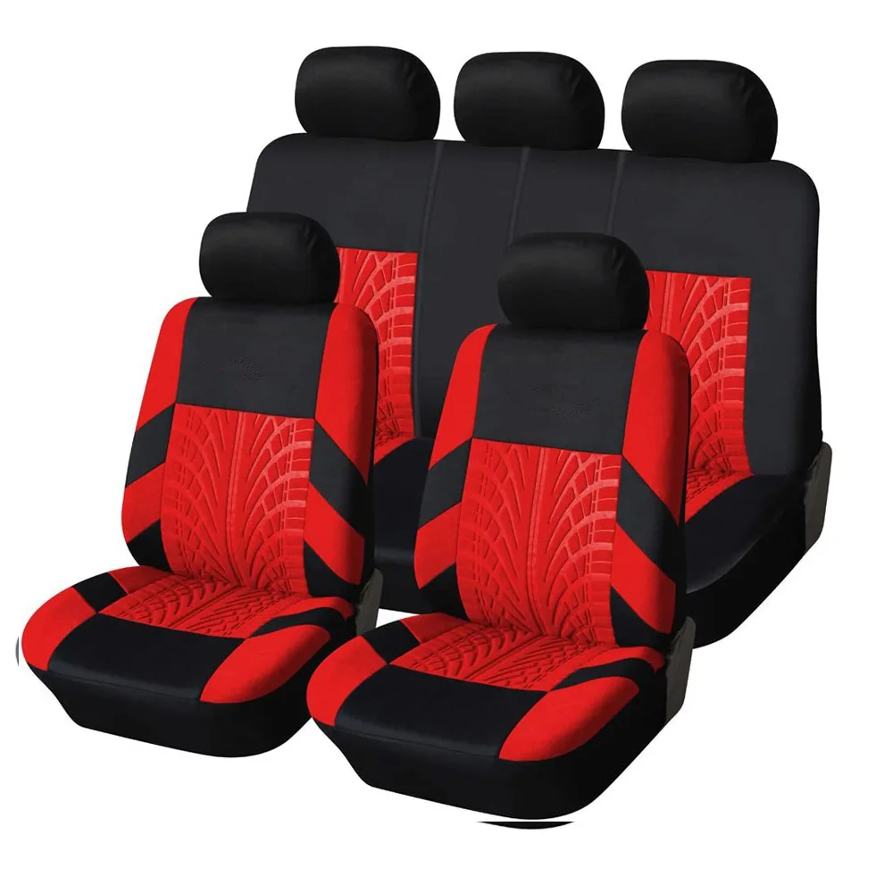 ATZQOU Embroidery Car Seat Covers Set Polyester Universal Fit Most Cars Truck SUV Van Front Rear Protector