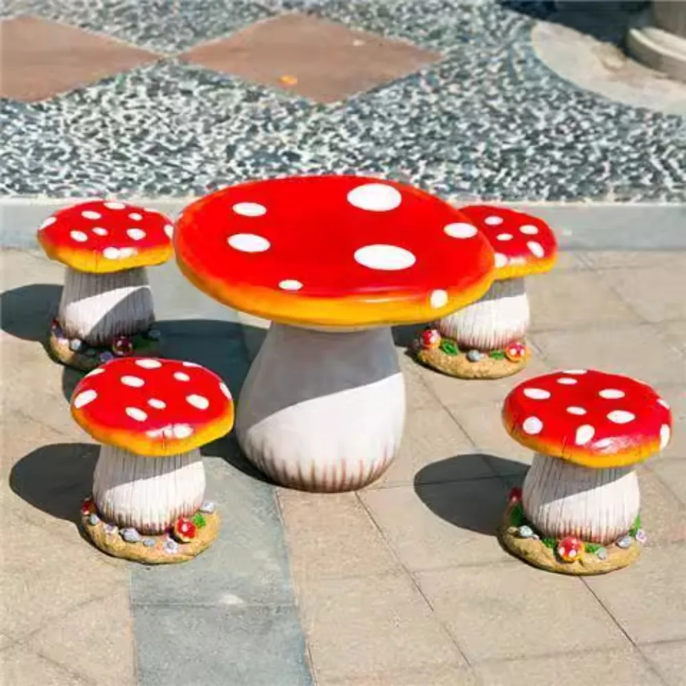 Garden decoration, courtyard decorations, simulated mushroom sculptures, outdoor kindergarten mushroom table decorations