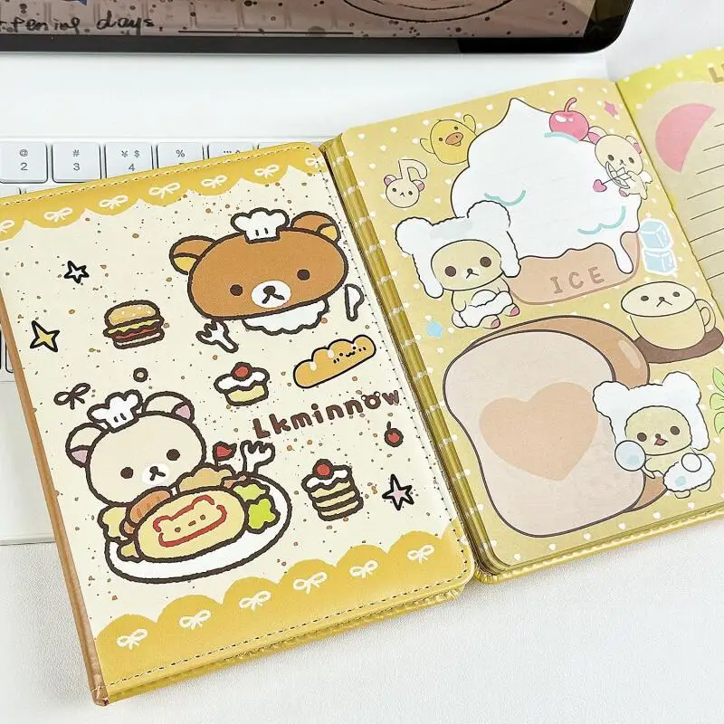 

Японский портативный кожаный блокнот Rilakkuma, износостойкий, прочный, для ежедневных записей, с плотной бумагой, подарок на день рождения для девочек