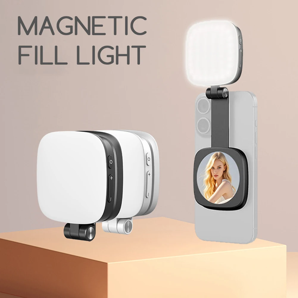 Selfie Ring Light with Mirror Portable Magnetic LED Video Photography Light Rechargeable for Smartphones Tablets